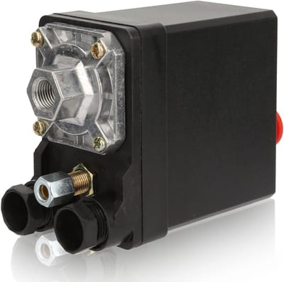 Shopcentral Drukschakelaar Automatische drukregeling Voor luchtcompressor Zwart 75 tot 175 PSI Energiezuinig Geschikt voor luchtcompressor