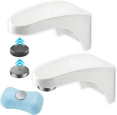 Set van 2 Magnetische Zeepdispensers zonder Boren, Wandbevestigde Zeepbak voor Keuken, Badkamer en Wastafel, Wit en Duurzaam