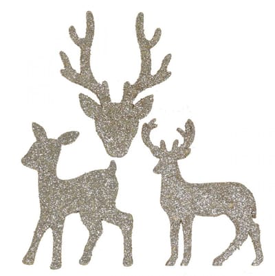 Strooidecoratie Kerst hertendecoratie goud glitter 6×8cm 24 st, 24 Stü