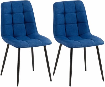 CLP Tilde Set van 2 eetkamerstoelen - Zonder armleuning - Industrieel - Stof/blauw