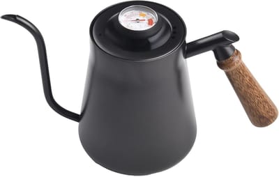 Zwanenhals Waterkoker - Koffiekan Thee - Handmatig Koffie Zetten - Ingebouwde Thermometer - 650 ml - Zwart