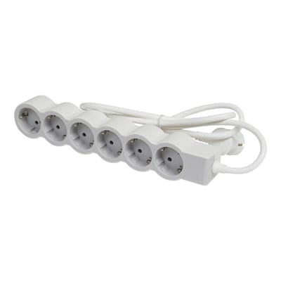 Legrand Stekkerdoos 6x2P+A 1,5m Snoer - Wit-Grijs (Europese Stekkerdoos) - 694557 [10 stuks]