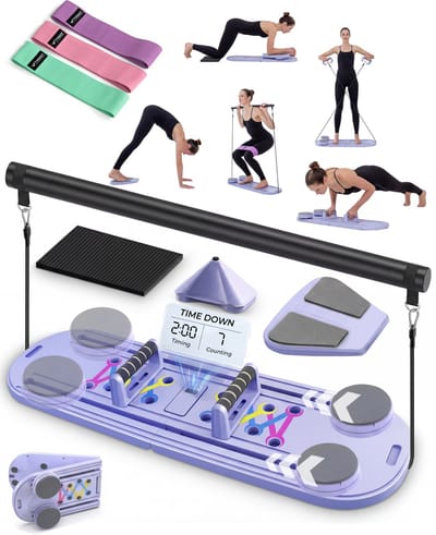 TWKOUT Pilates Board - Pilates Reformer & Core Trainer -Pilates Set - Inclusief 3 Weerstandsbanden en E-Book - Paars