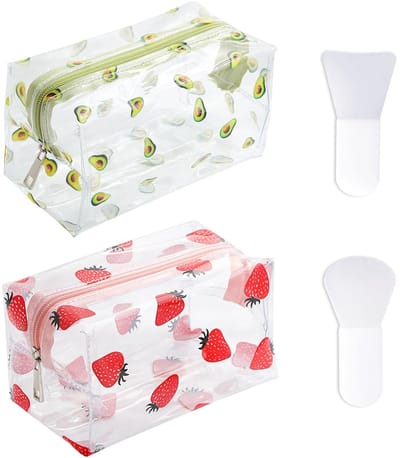 Allecto - Make-uptas - Reis-toilettas - Waterdicht en transparant - Meerkleurig - Gezichtsmaskerborstel - Geschikt voor meisjes - 18x10x10cm