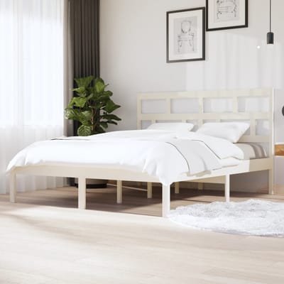 vidaXL - Bedframe - massief - grenenhout - wit - 160x200 - cm