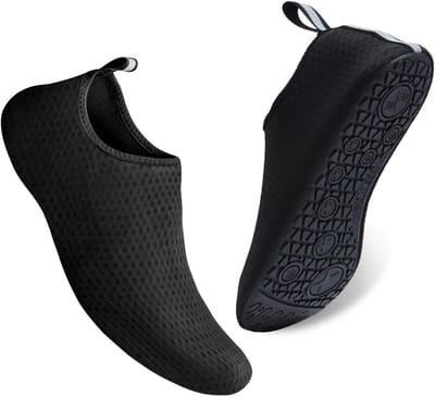 Sneldrogende Aqua Sokken voor Zwemmen, Strand en Outdoor Activiteiten - Ideaal voor Surf en Yoga, Zwart, 44 EU