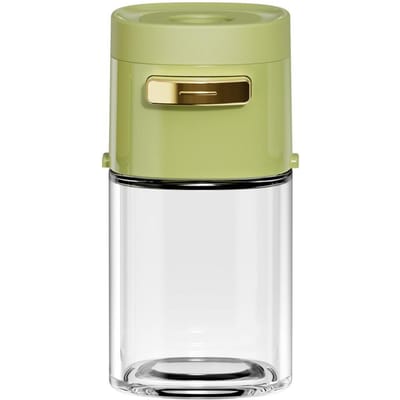 Pot d'assaisonnement quantitatif en verre de 180 ml, bouteille de contrôle du sel de type presse, boîte d'assaisonnement pour la cuisine et la maison, pot de sel scellé beige
