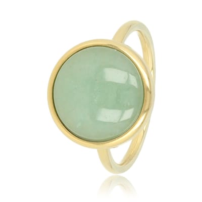 My Bendel - Ring Goudkleurig met Green Fluorite Edelsteen - Goudkleurige Ring - Groene Fluorite - Zelfvertrouwen & Focus - met Luxe Cadeauverpakking | Sieraden Voor Dames | Maat 16.00 Mm / Maat 50