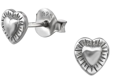 Joy|S - Zilveren hartje oorbellen -  5 x 5 mm - geoxideerd - kinderoorbellen