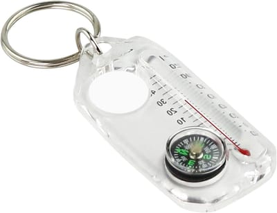 Kompas Thermometer - 3-in-1 Sleutelhanger - Outdoor Navigatie - Weerbestendig Ontwerp - 6 x 3.1 cm - Zwart