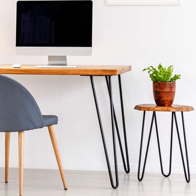 Tafelpoten - Meubelpoten Set - Bureau en Tafel - Stevig Staal Ontwerp - 61cm Hoog - Zwart Mat