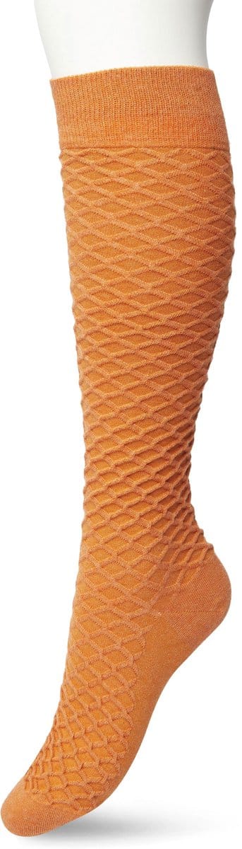 Bonnie Doon Bio Kabel Kniekousen Dames Oranje maat 36/42 - Kabel patroon in Ruit Vorm - Biologisch Katoen - Uitstekend draagcomfort - Cable Knee High - OEKO-TEX - Gladde Naden - Duurzaam Huidvriendelijk Bio Katoen - Bruin - Sudan Brown - BP211506.367