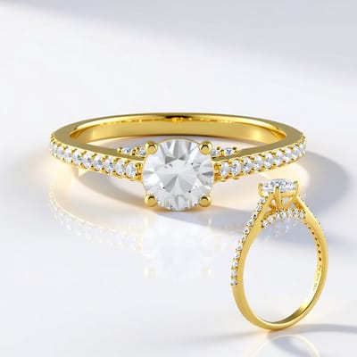 Cavill - Zilveren Ring - 925 Sterlingzilver Verguld - Cambodjaanse Zirkoon 1,03 ct - 36 Pavé Steentjes - Luxe Elegante Zirkoonring Dames