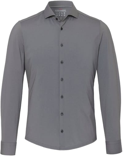 Pure The Functional Shirt Grijs - Maat 37 - Heren - Overhemden Casual