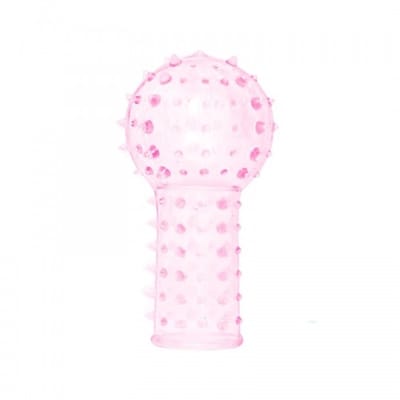 Nooitmeersaai - Vinger penissleeve met bultjes - Siliconen - Roze - Klein formaat