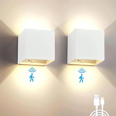 Wandlamp binnen met bewegingsmelder en usb-oplaadfunctie - Draadloze 6W wandverlichting voor trappen en hal
