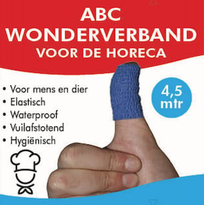 ABC-Wonderverband voor Horeca - BLAUW - 4.5 m x 5 cm | Zelfhechtend verband | Elastisch | Waterproof | Hygiënisch | Ademend | Vuilafstotend