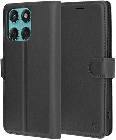 Hoesje geschikt voor Motorola Edge 60 / Edge 60 Fusion - Techsuit Leather Folio Book Wallet Case - Zwart
