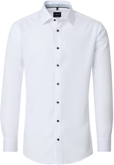VENTI modern fit overhemd - popeline - wit - Strijkvrij - Boordmaat: 38
