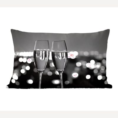 Sierkussens - Kussentjes Woonkamer - 50x30 cm - Bubbels - Proosten - Champagneglazen - Stadslichten