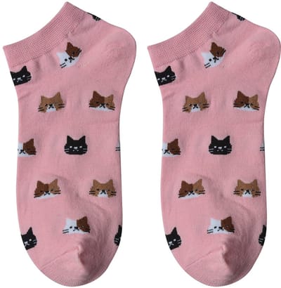 Clayre & Eef Grappige Sokken one size Roze Polyester Katten