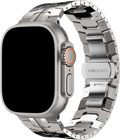 New Age Devi - RVS Ultra Band Titanium - Geschikt voor Apple Watch 42mm-44mm-45mm-46mm-49mm - Luxe metalen smartwatchband met vlindergesp - Voor iWatch Series Ultra109876SE54321