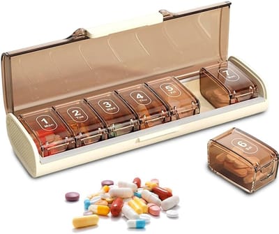 Tablettenbox voor 7 dagen, pillendoos met 7 vakken, BPA-vrij, ideaal voor medicijnen, vitamines en voedingssupplementen, handig en draagbaar