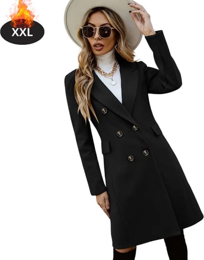 Livano Mantel Dames - Tussenmantel - Jas - Mantelpakje - Trenchcoat - Overjas - Overcoat - Winter - Zwart - XXL