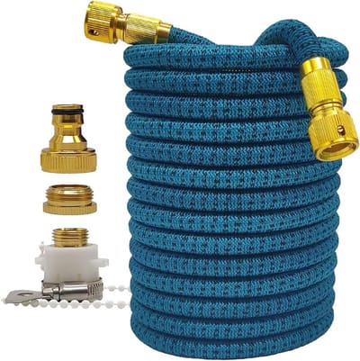Flexibele tuinslang - Uitrekbare waterleiding - Tuin besproeien - Knikt niet knoopt niet - 75 meter - Blauw zwart