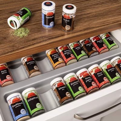 ORGA-BOX® III Kruidenglas inlegbak 488 x 473 mm zilvergrijs Kruidenpotje voor 60er kast breedte