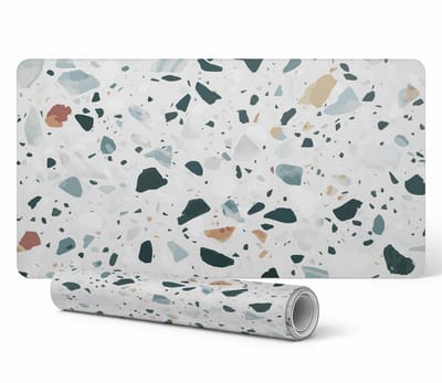 Vinyl bureauonderlegger met stijlvolle terrazzo mozaïekprint 90x45 cm