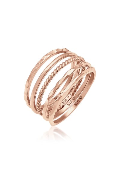 Elli - Ring - Dames Band Set Stapelen Minimaal Trend Blogger Basis in 925 Sterling Zilver - Dames