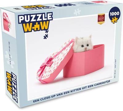 Puzzel Een close-up van een kitten uit een cadeautje - Legpuzzel - Puzzel 1000 stukjes volwassenen