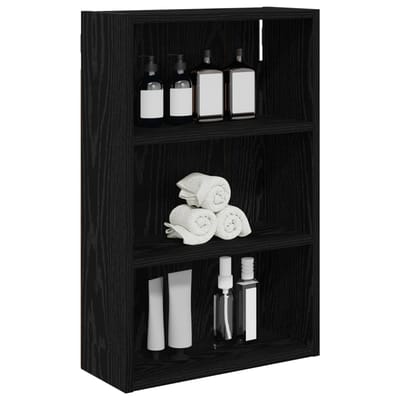 vidaXL - Badkamer - wandkast - Zwarte - Eik - 40 - x - 16 - x - 62,5 - cm