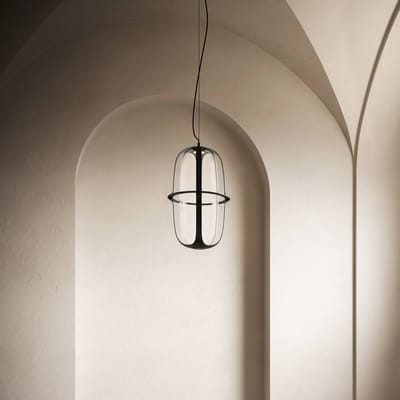kdln LED hanglamp Kooi, zwart, Ø 30 cm metaal/glas