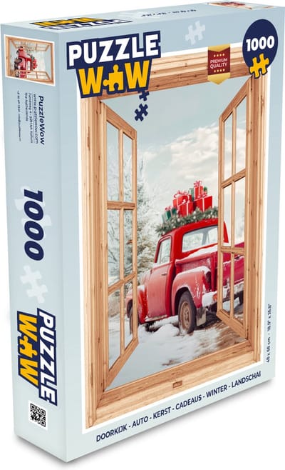 Puzzel Doorkijk - Auto - Kerst - Cadeaus - Winter - Landschap - Legpuzzel - Puzzel 1000 stukjes volwassenen - Kerst - Cadeau - Kerstcadeau voor mannen, vrouwen en kinderen