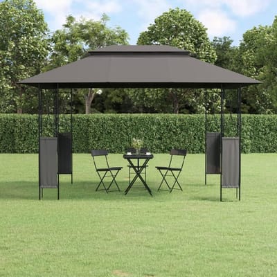 Partytent Paviljoen - Tuinpaviljoen Tent - Buitenfeesten Organiseren - Dubbel Dak Ontwerp - 400 x 300 x 270 cm - Antraciet