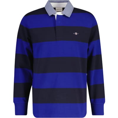 Gant Trui Chambray Stripe Heavy Rugger Twill Collar Blauw / male
