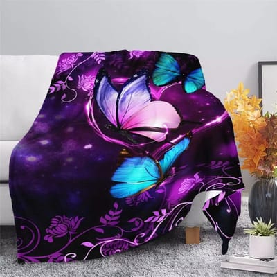Paarse Vlinder Kinderdeken Flanellen Fleece Deken 100 x 130 cm Warm en Zacht