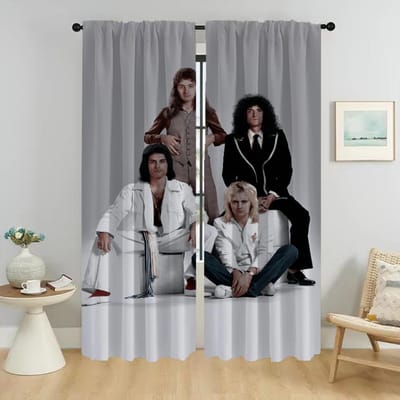 Moderne Woonkamer Gordijnen voor Camera Rock-Queenes Tule voor Slaapkamer Huis Interieur Gordijnen 2 Stuks Raamgordijn Shades W50xH70cmx2pcs-CL black