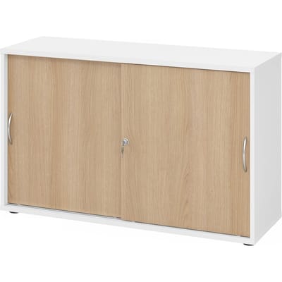 BETA 1752S | Schuifdeurkast | 2 OH - Wit/Eiken Metalen handgreep
