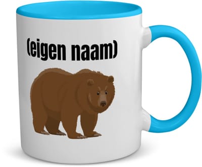Akyol - grote beer met eigen naam koffiemok - theemok - blauw - Beer - beren liefhebbers - iemand die houdt van beren - verjaardag - cadeau - kado - 350 ML inhoud