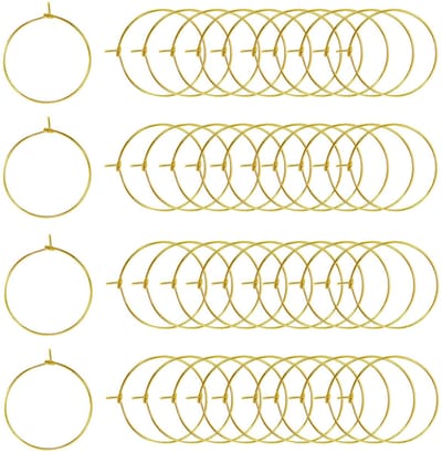 BRENZOOS- Wijnglazen 100 Stuks - Wijnglazenhouder - Oorbellen Hangers - Goudkleurig - Legering - 25 mm - Oorbelhangers