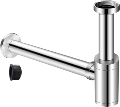 Verstelbare Sifon 1 1/4 inch x Ø 32mm RVS - Universele Chroom Afvoerbuis - Geurafsluiter voor Badkamer Wastafel en Keuken Sink