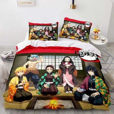 Demon Slayer Beddengoed Set Eenpersoons Twin Volledig Queen King Size Anime Kawaii Bedset Aldult Kind Slaapkamer Dekbedovertrek Sets 3D EU Single 135x200cm