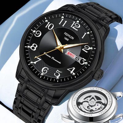 Horloge voor mannen van middelbare en oudere leeftijd Heren Volautomatisch Niet-mechanisch Horloge Waterdicht Digitaal Elektronisch Horloge Quartz Horloge , black