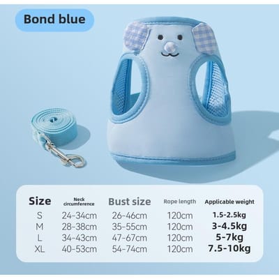 Japon et Corée Style Mignon Chien Extérieur Bonbon Plaid Ours Harnais de Poitrine Laisse Chat Gilet Corde pour Animaux de Compagnie S