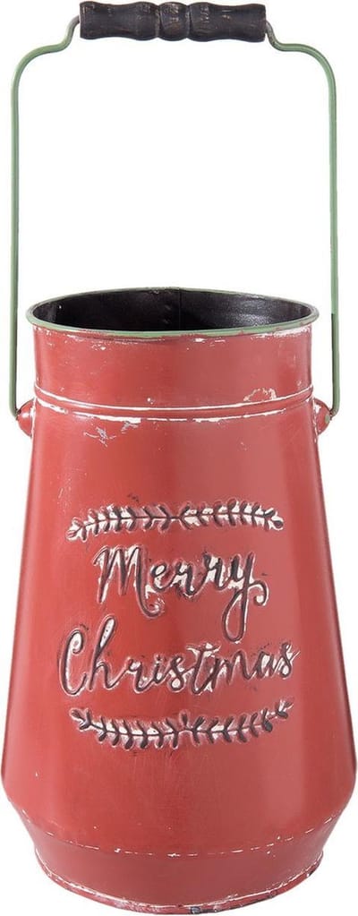 Kan van ijzer Merry Christmas ø 19*30 cm / 5L Rood | 6Y2740 | Clayre & Eef