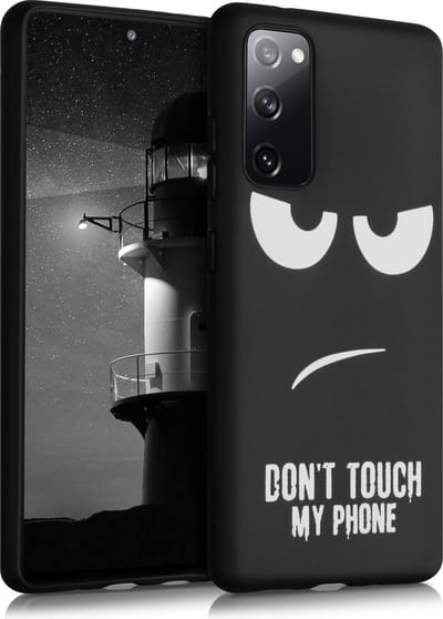 kwmobile telefoonhoesje geschikt voor Samsung Galaxy S20 FE - Hoesje voor smartphone in wit / zwart - Backcover van TPU - Don't Touch My Phone design