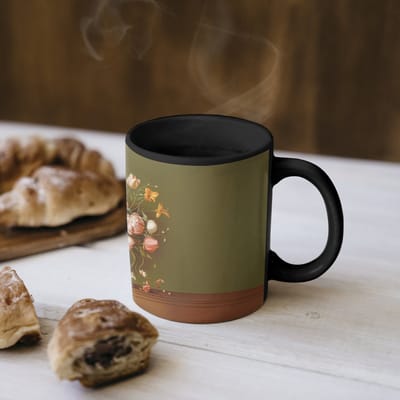 Magische Mok - Foto op Warmte Mokken - Koffiemok - Neutral - Bloemen - Boeket - Vaas - Magic Mok - Beker - 350 ML - Theemok